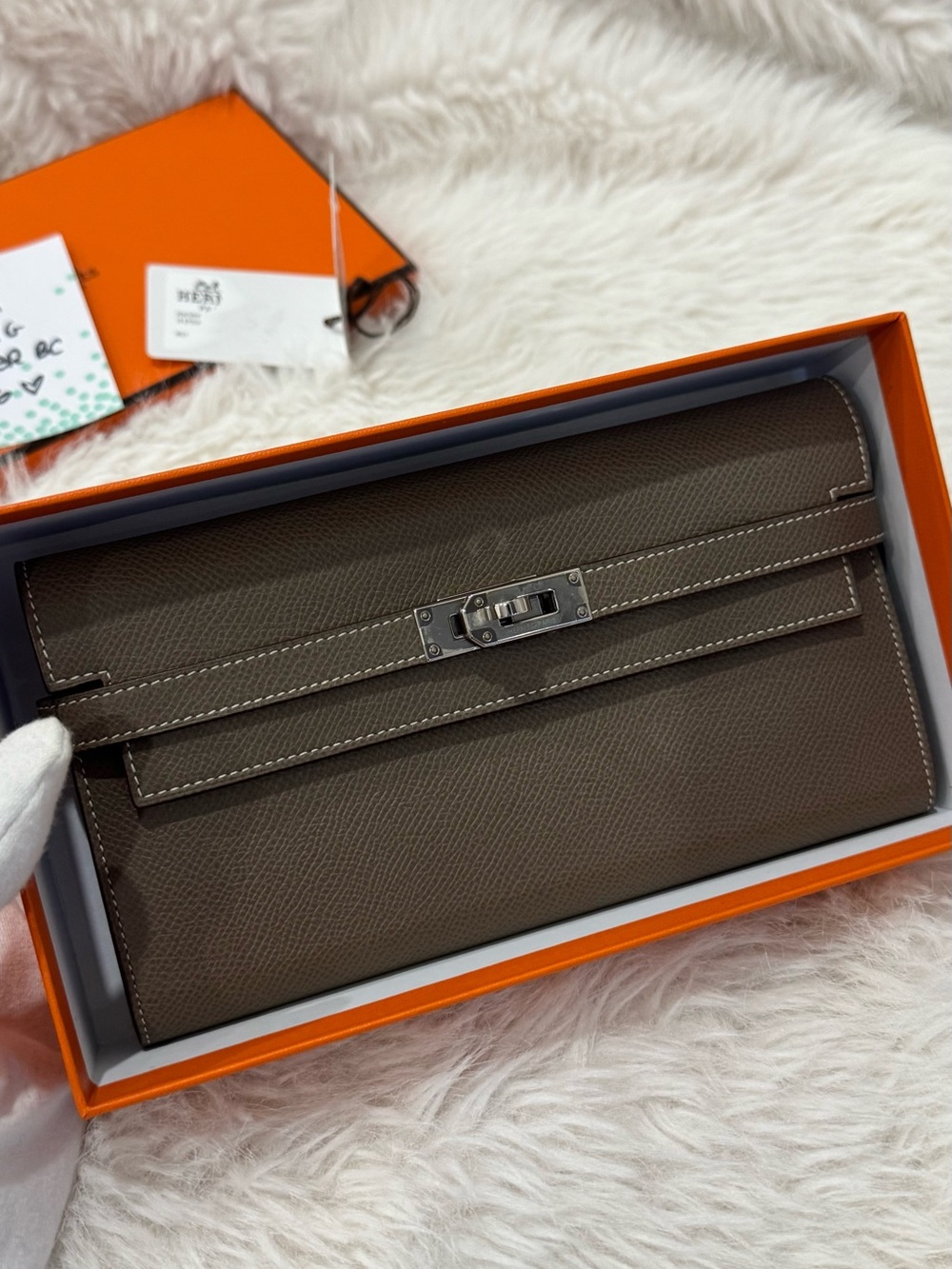 Hermes Kelly long wallet Etoupe/phw (3500)